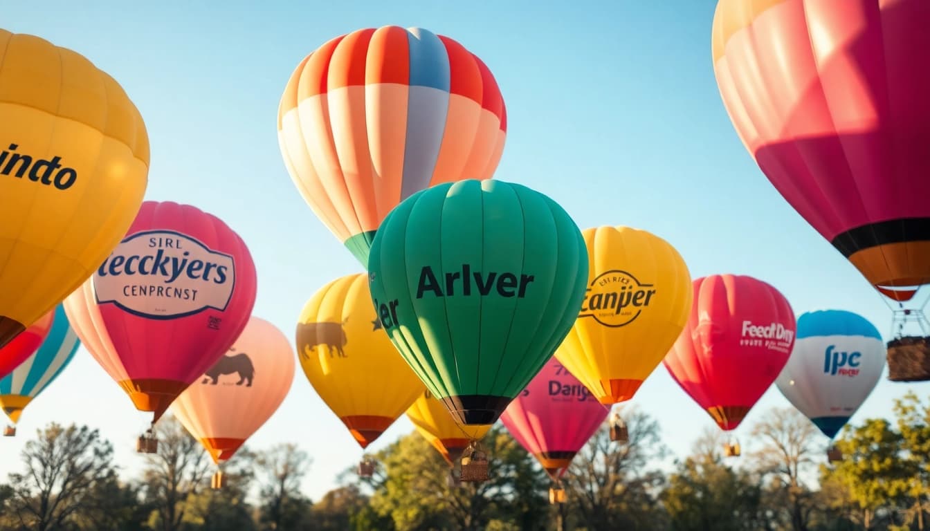 Luftballons bedrucken mit bunten Designs in einem sonnigen Park, perfekt für Feiern.