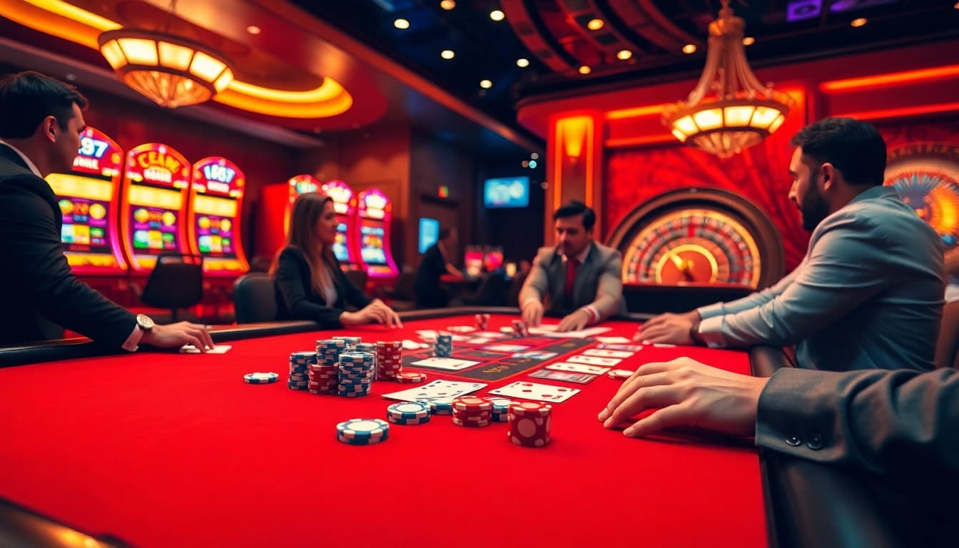 Experience the excitement of new 88 at a bustling casino with vibrant games and players.