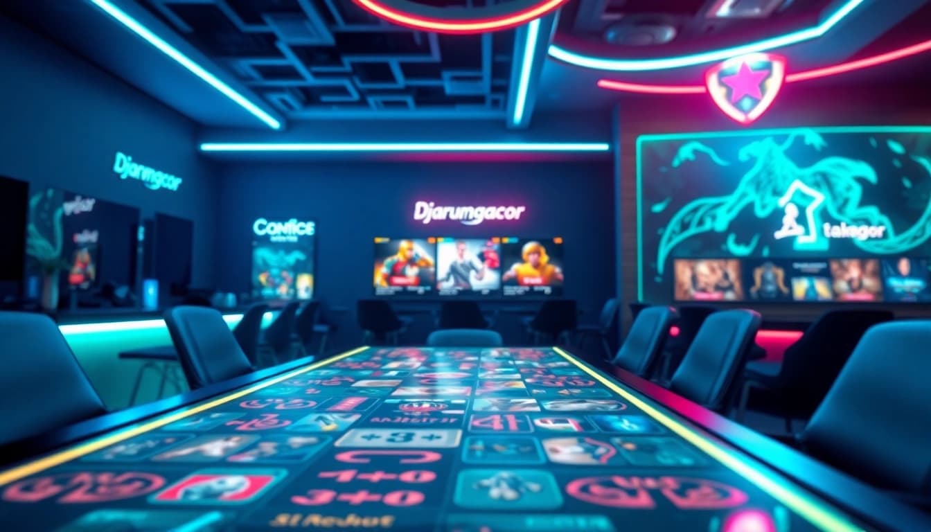 Discover djarumgacor's thrilling gaming experience with a stylish interface and vibrant colors.