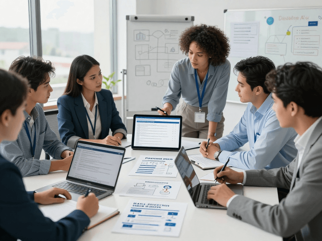 Startseite von MUNAS Consulting zeigt Experten für Datenschutzmanagement in einer dynamischen Büroumgebung.