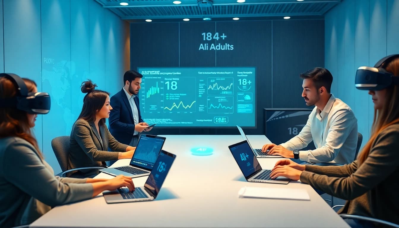 Discussion on 18+ ai innovations at a technology conference with digital interfaces.