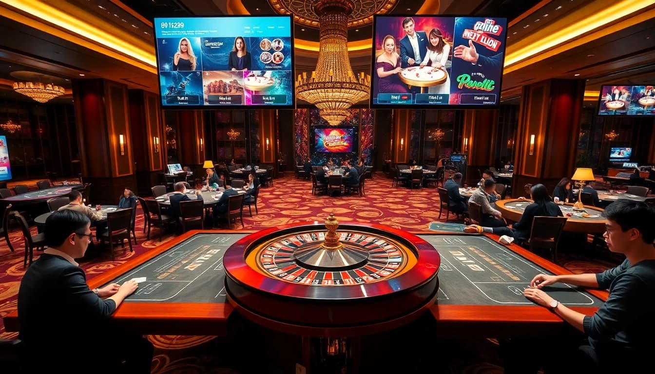 Players enjoying exciting games at Nhà cái 6789, highlighting a vibrant casino atmosphere.