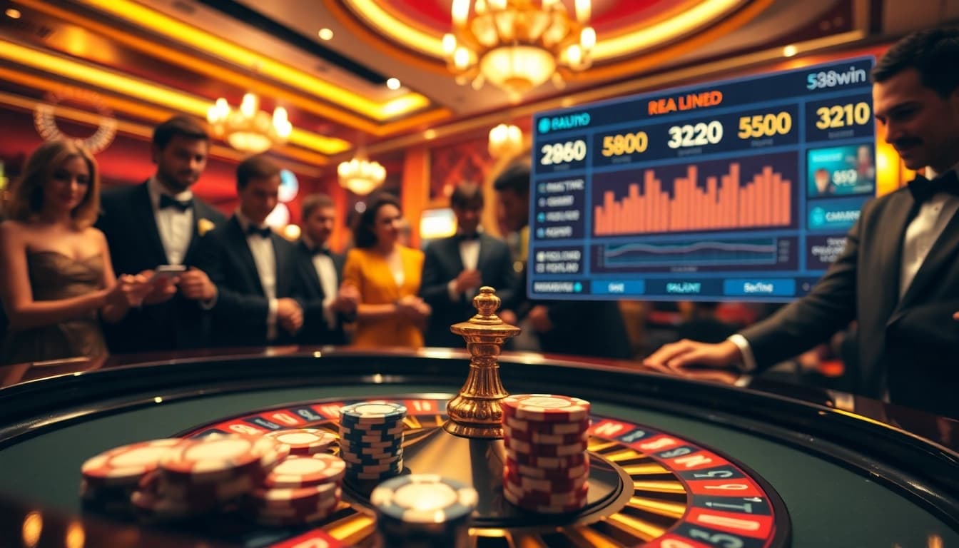 Players enjoy a thrilling game at 58win casino, highlighting poker chips and cards.