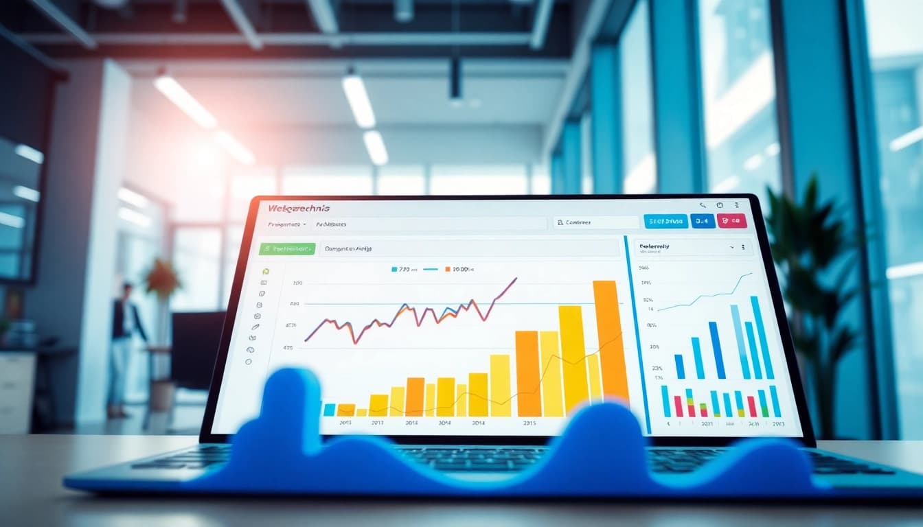 Visualisierung von Shopware Verzeichnis mit interaktiven Analysen und Grafiken in einem modernen Büro.