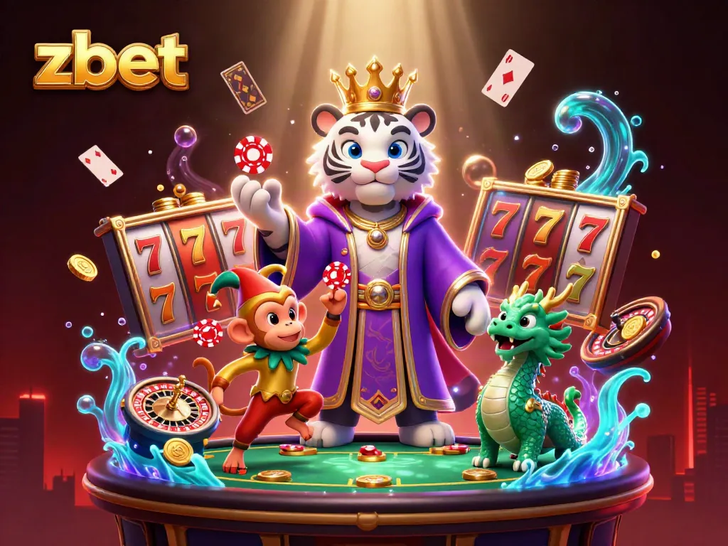 Experience the thrill of zbet with 3D characters and vibrant casino elements in an exciting digital scene.
