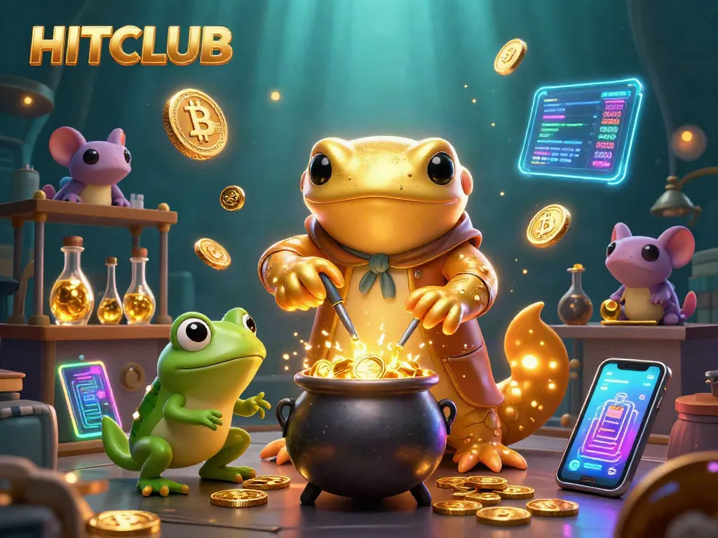 HitCLUB offers magical winning experiences with gold coins in a vibrant casino scene.