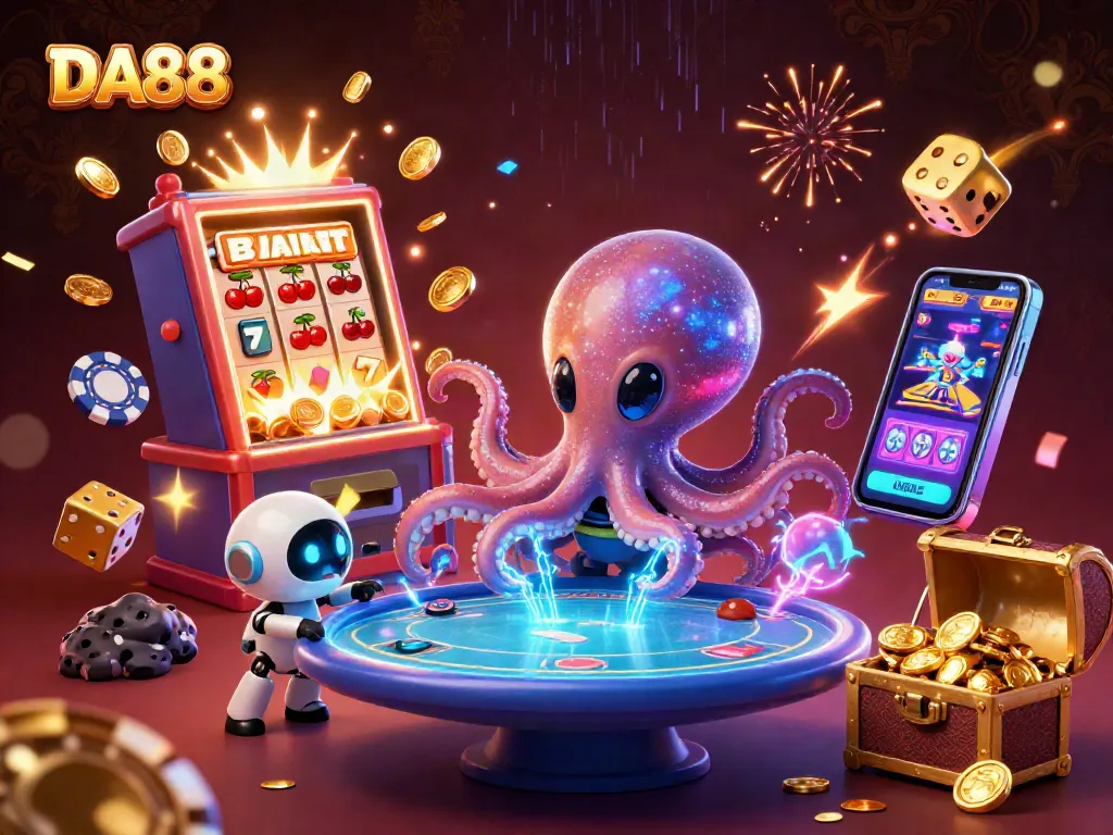 Engage in thrilling gameplay at DA88, featuring vibrant casino elements and creative characters.