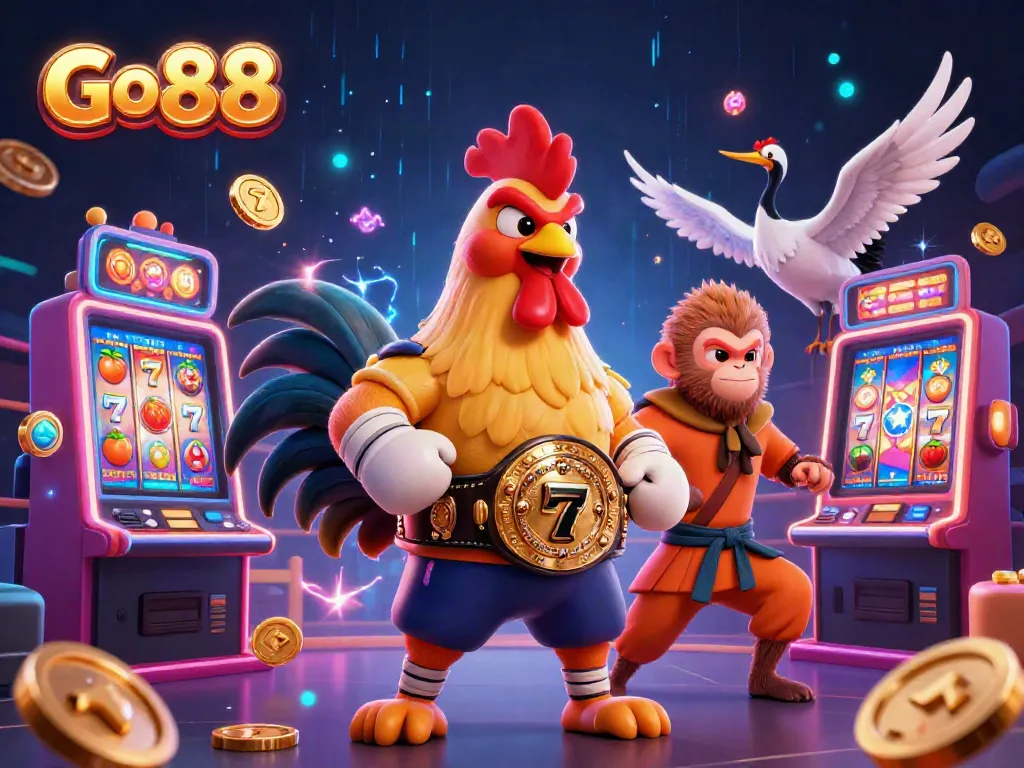 Experience thrilling action with Go 88 as cartoon characters dive into a vibrant casino adventure.