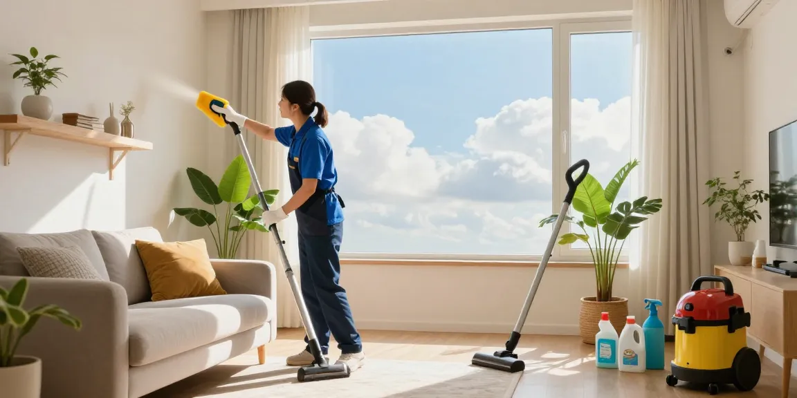 Residential cleaning service in action, showcasing reinigung offerte for a spotless living room.