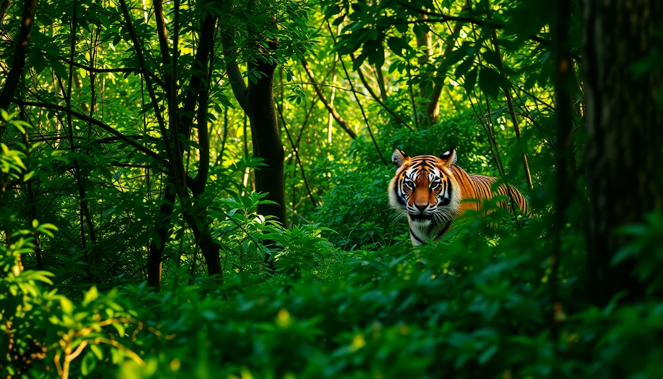 Experience the thrill of wildlife safari tours in India, featuring a Bengal tiger in its natural habitat.