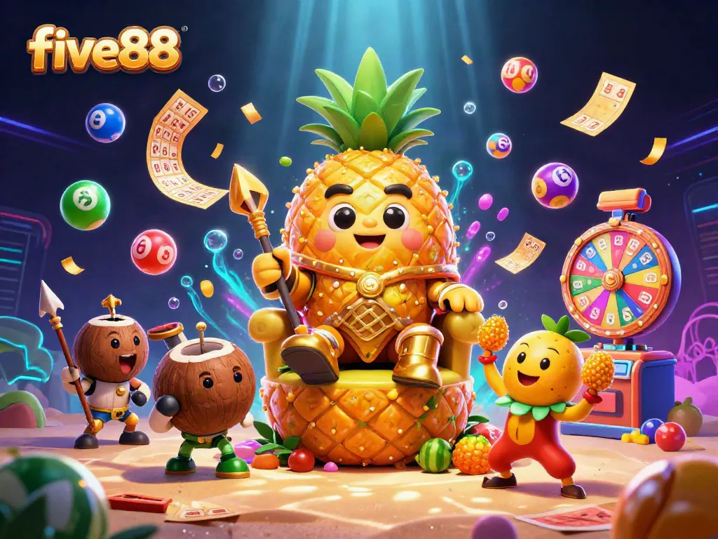 Experience vibrant gaming action at five88 with colorful tickets and dynamic lottery balls.