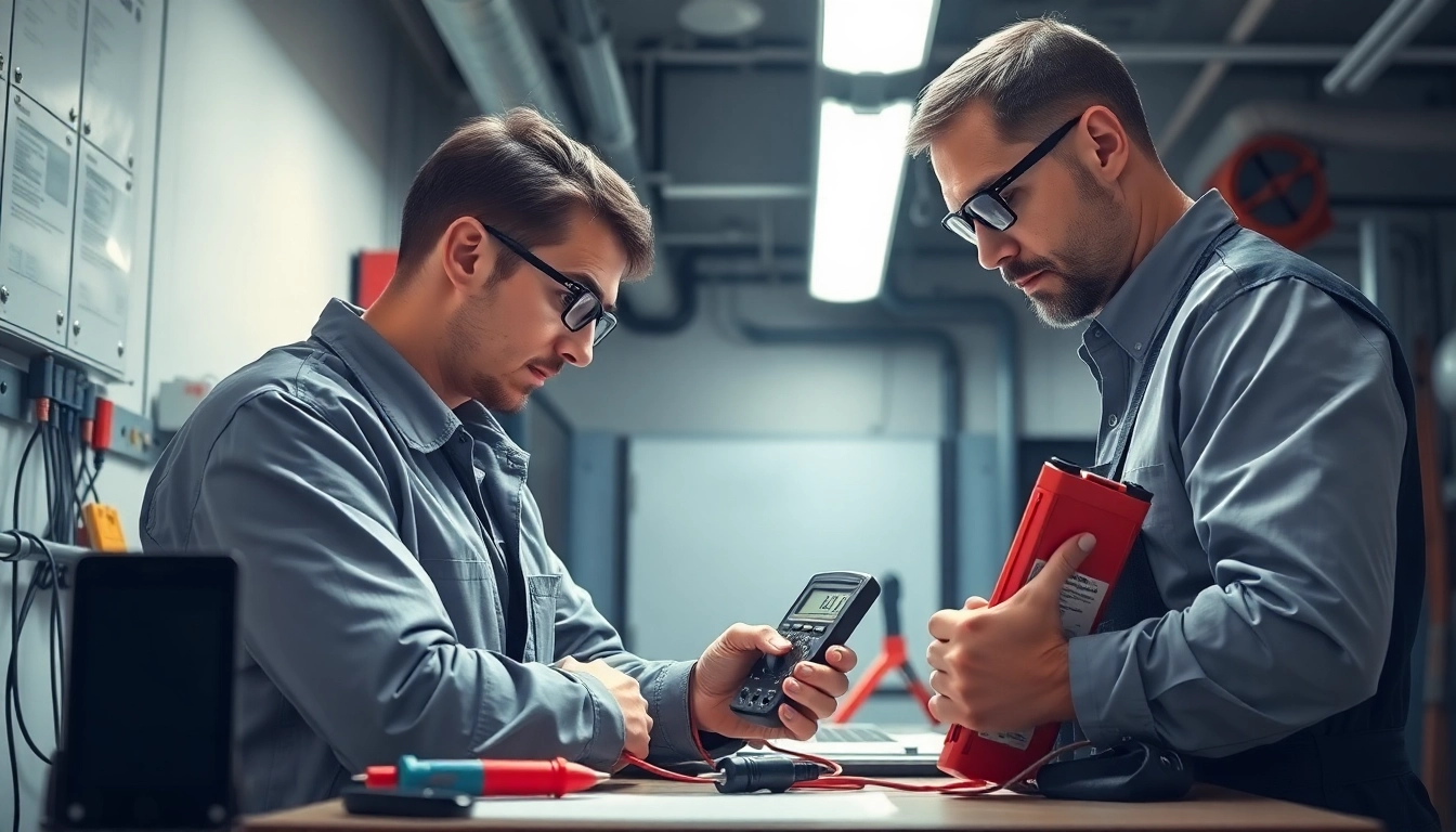 Inspecting the Prüfung ortsveränderlicher elektrischer Betriebsmittel with professional electrical tools in action.