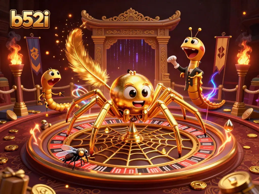 Engage with b52i at this vibrant casino scene featuring characters amid gambling elements.