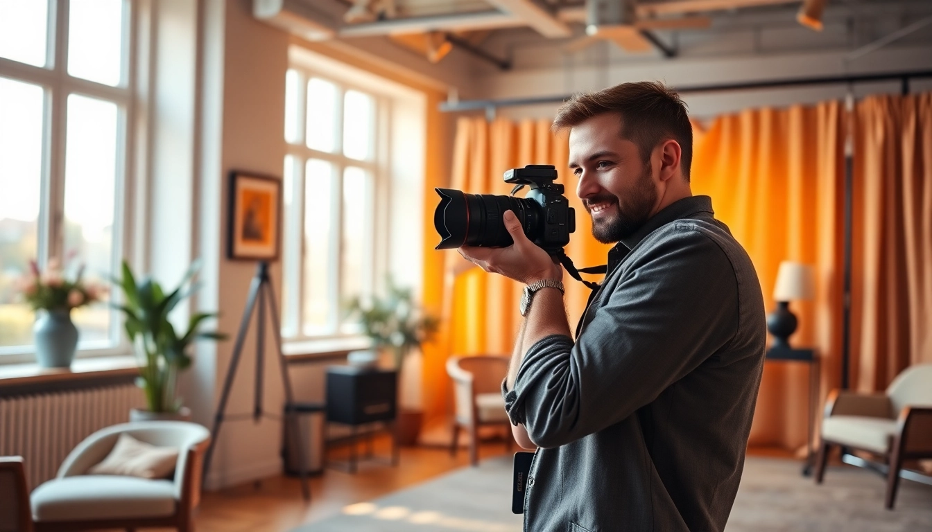 Professioneller Praxisfotograf München bei der Arbeit in einem modernen Studio.