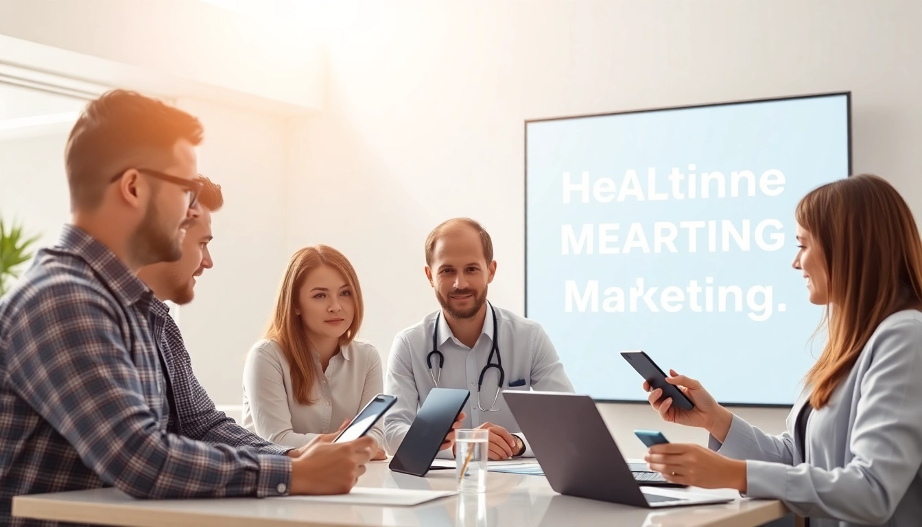 Engage in effective pflegedienstmarketing strategies with a professional team collaborating in a bright workspace.