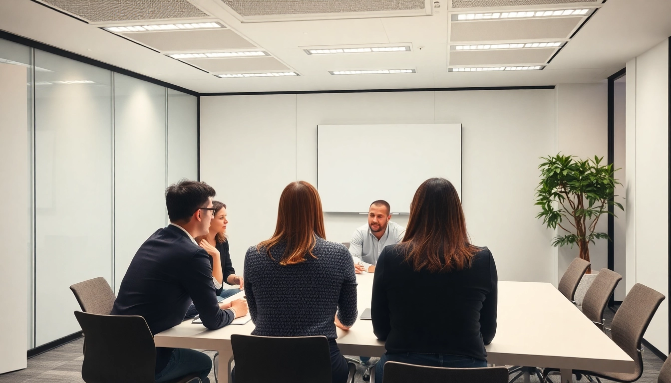 Fachleute der Unternehmensberatung Berlin in einer modernen Büroumgebung arbeiten zusammen.