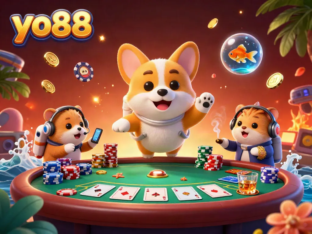 Experience the thrill of yo88 with a vibrant space casino scene, featuring playful characters and dynamic gameplay elements.