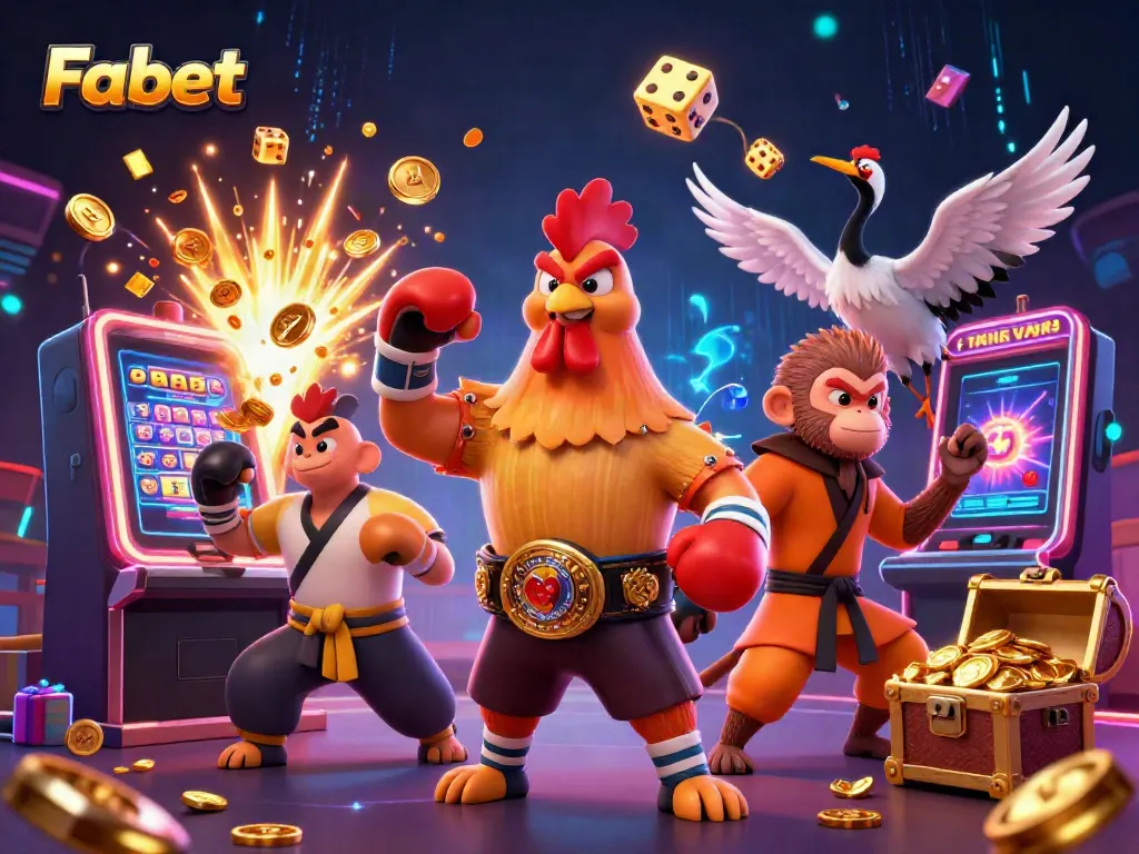 Join Fabet for a thrilling gaming experience featuring vibrant characters and dynamic casino elements.