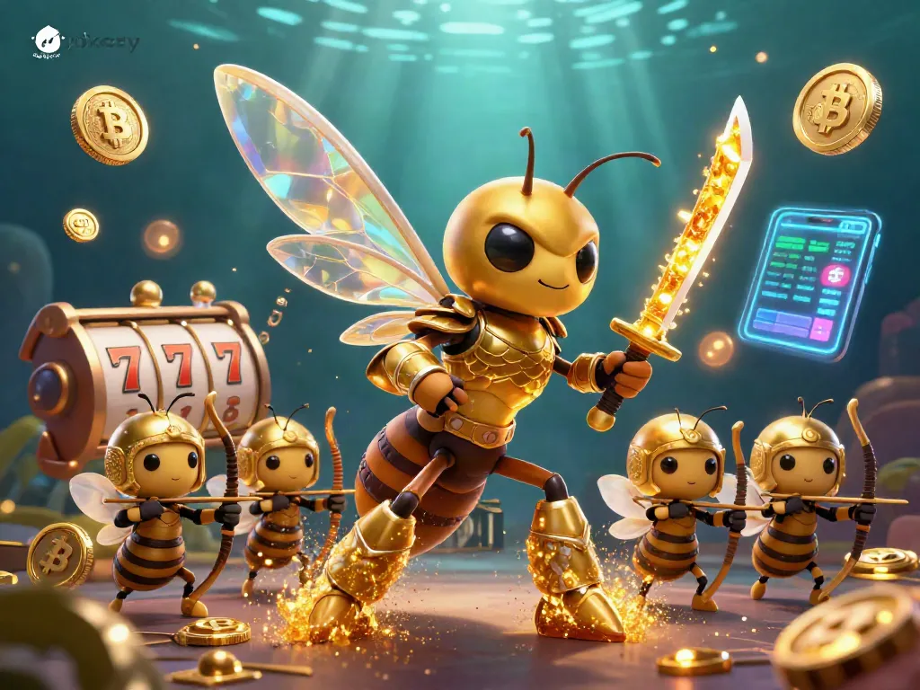 Experience the thrill of jokery while interacting with vibrant slot reels and golden bees in a dynamic casino scene.