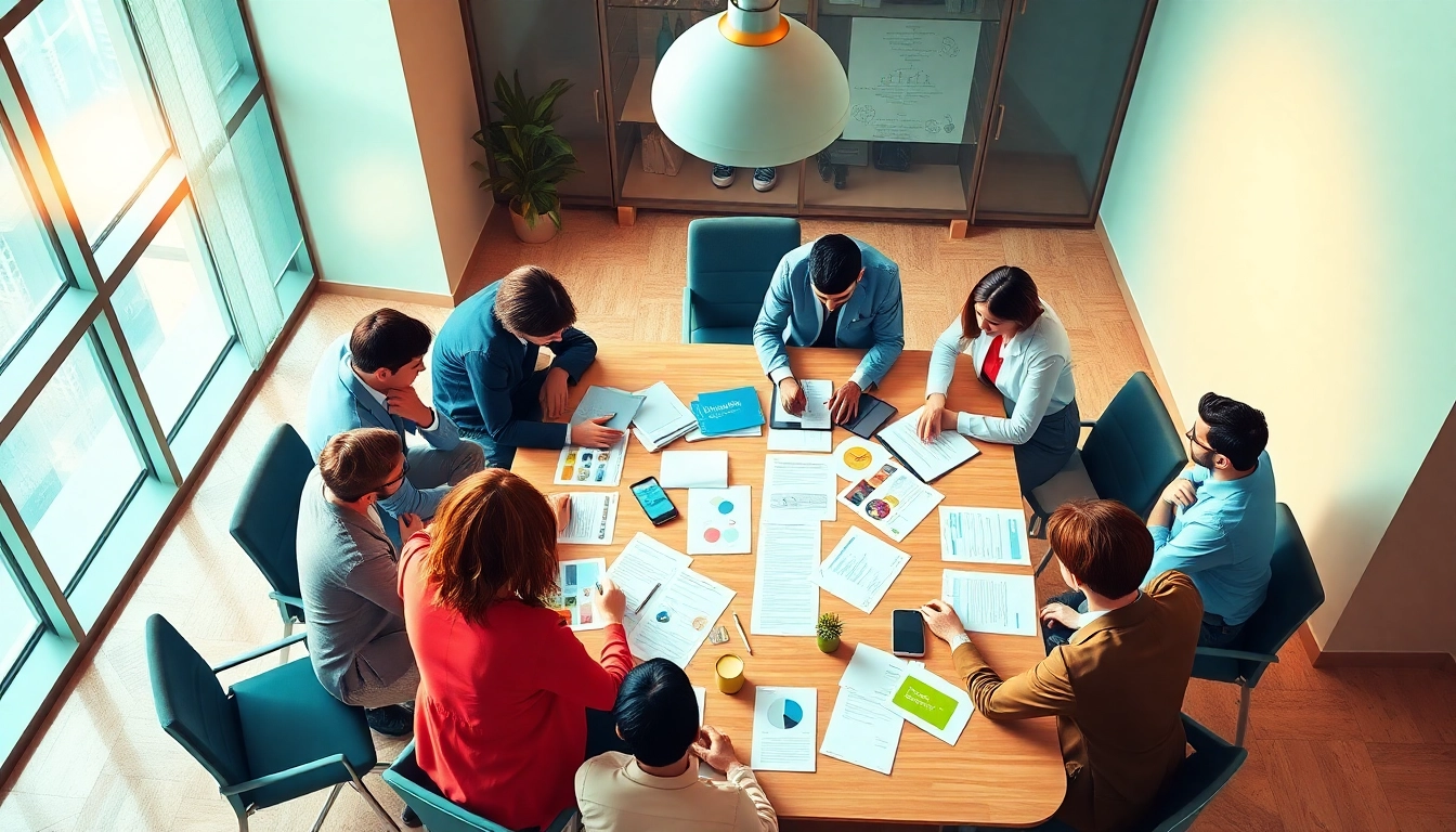 Engaged team at a pflegemarketing agentur strategizing innovative marketing solutions.