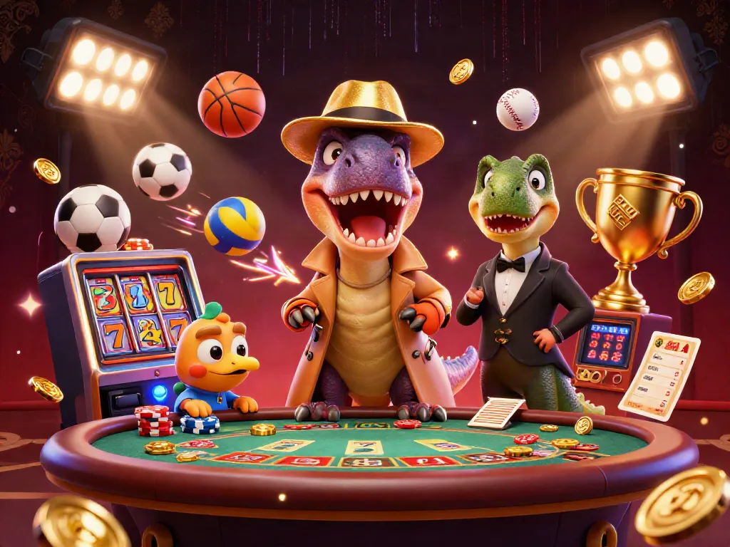 Experience the thrilling action of five883 with velociraptors and stegosaurus characters at a dynamic casino scene.