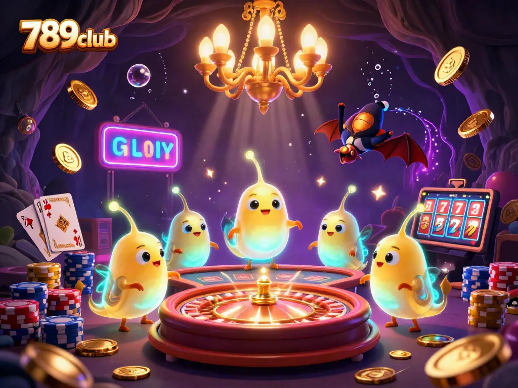 Experience the excitement of the 789club casino with vibrant glowworms illuminating games and treasures.