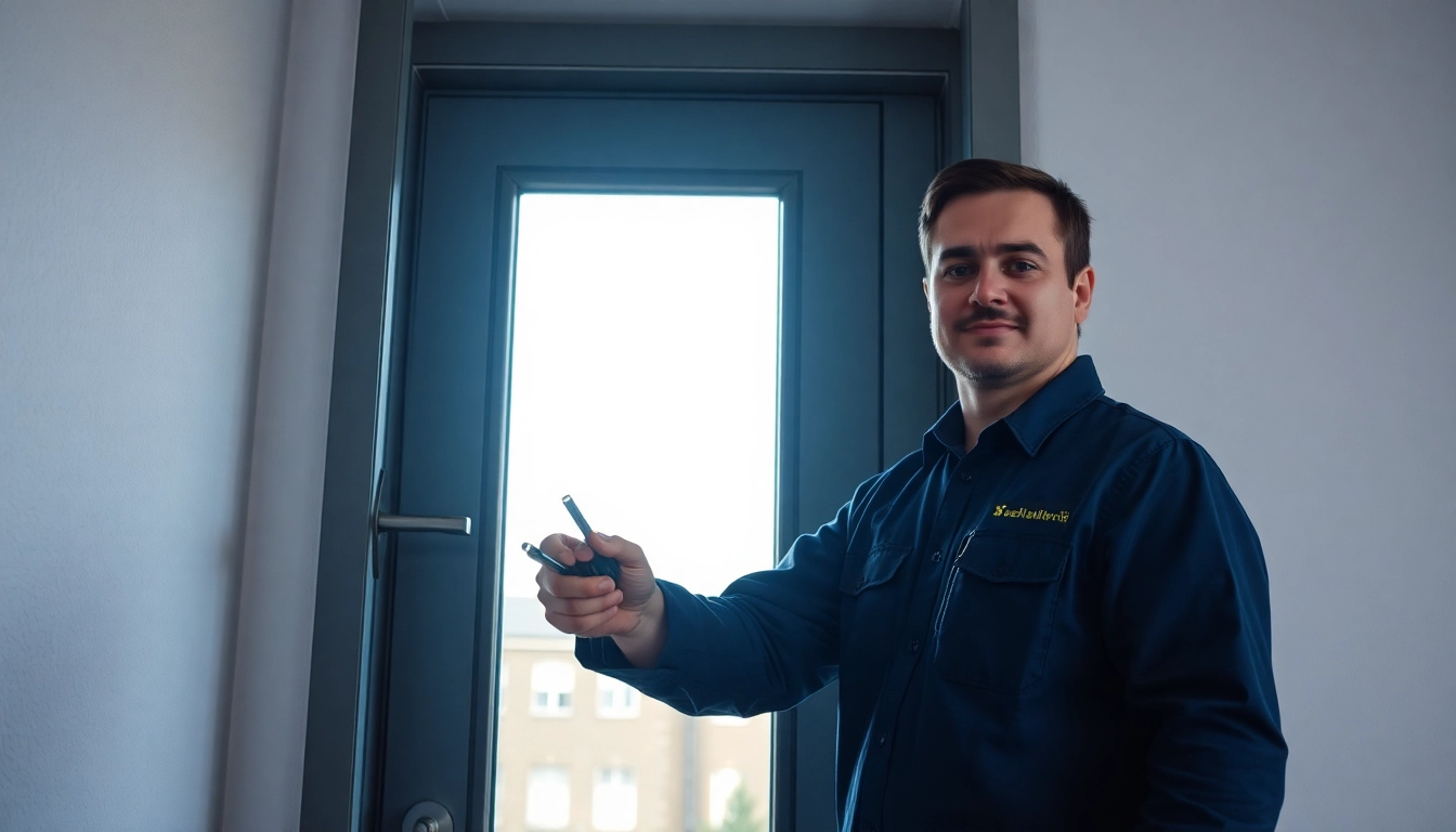 Schlüsseldienst Berlin-Techniker öffnet eine Tür mit modernen Werkzeugen ohne Schäden.