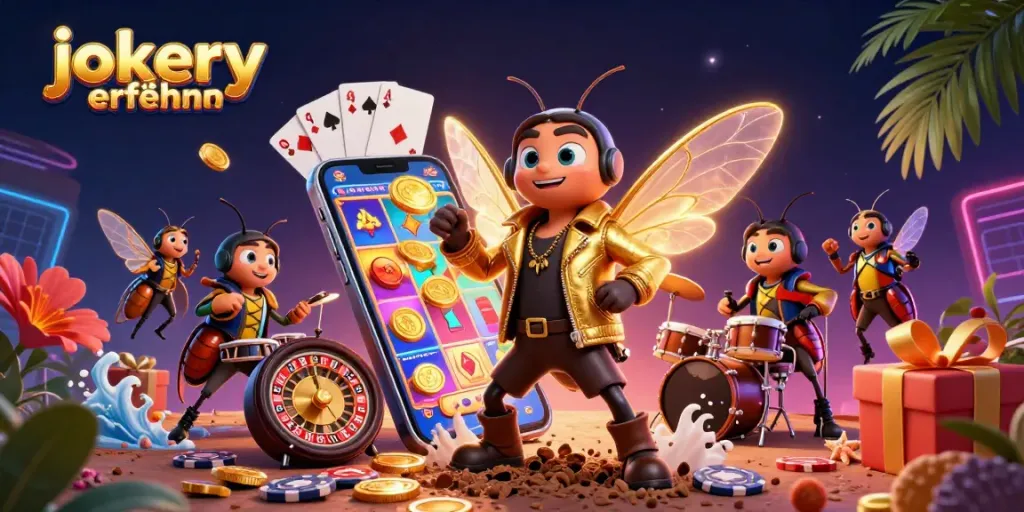 Experience jokery erfahrungen with exciting casino game elements in vibrant 3D illustration.