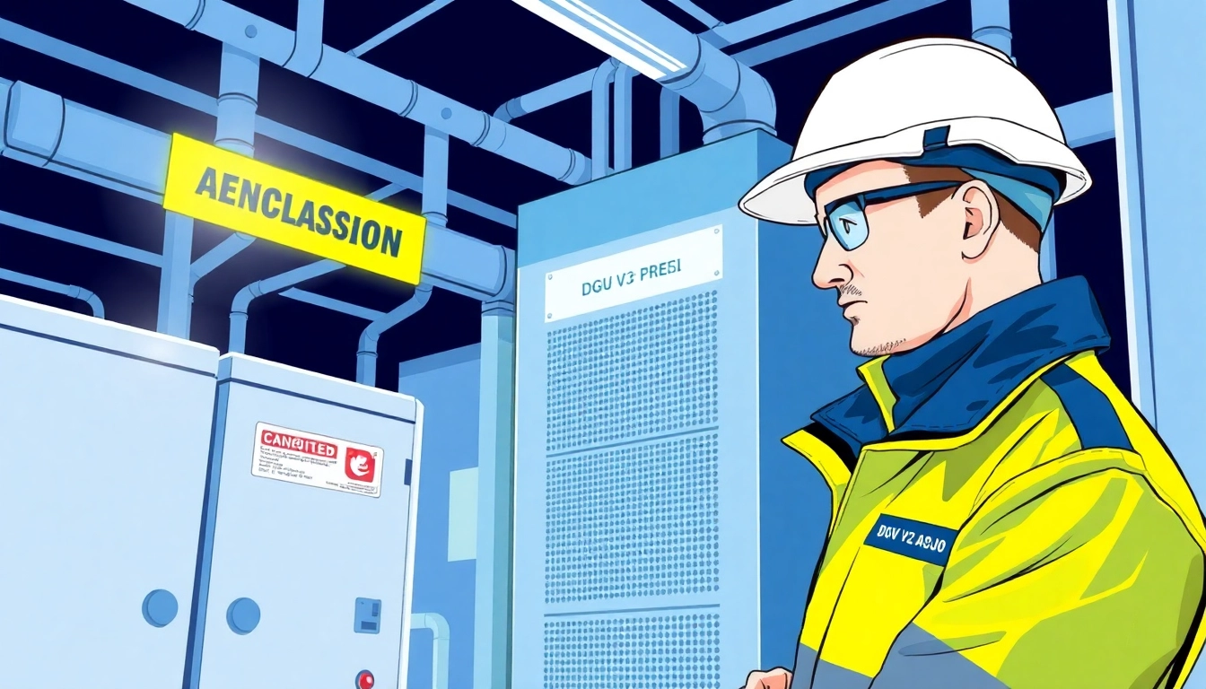 Technician performing a DGUV V3 Prüfung to ensure the safety of electrical equipment in a workplace.