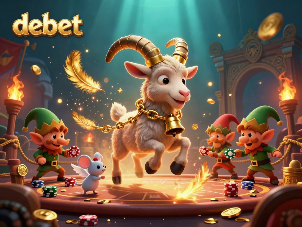 Experience the thrill at debet casino with festive characters in a 3D vibrant scene full of action and excitement.
