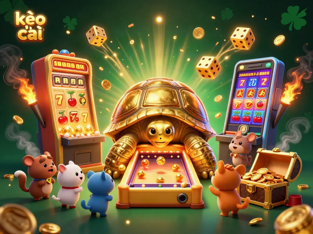 Play thrilling kèo nhà cái games with excitement and rewards from a vibrant casino illustration.