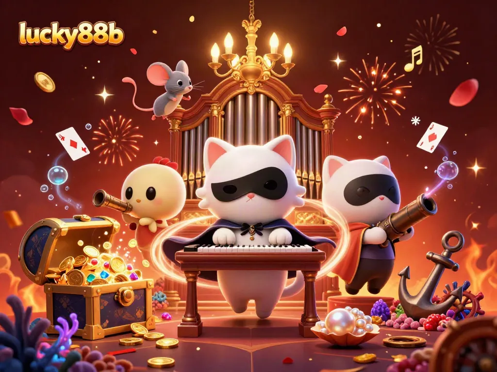 Engage with lucky88b's dynamic casino scene featuring acrobatic elements and rich gambling themes.