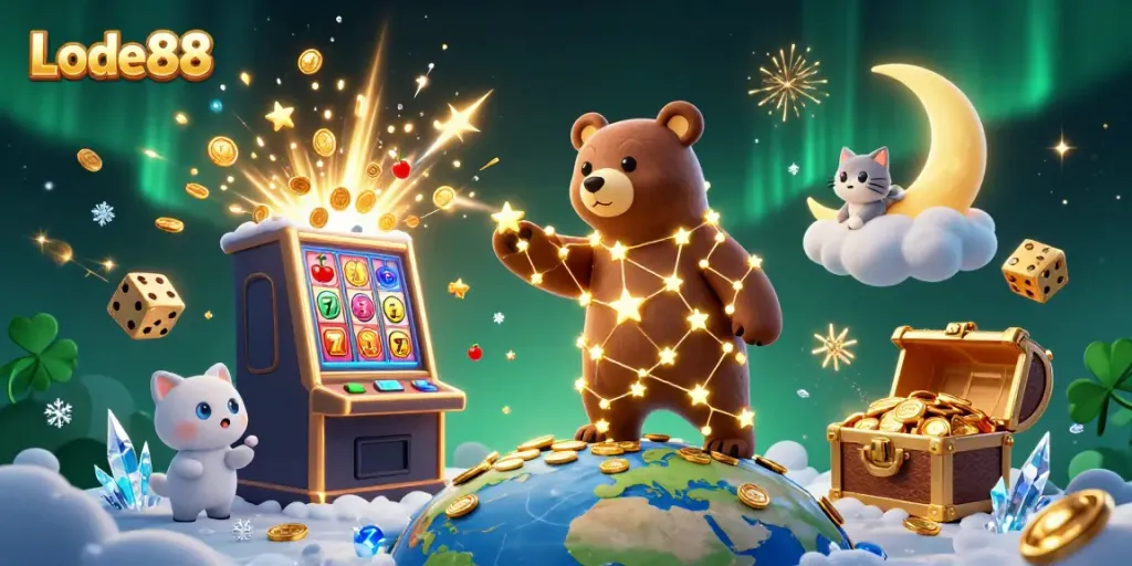 Experience winning moments with the vibrant symbols and characters from Lode88's dynamic casino environment.