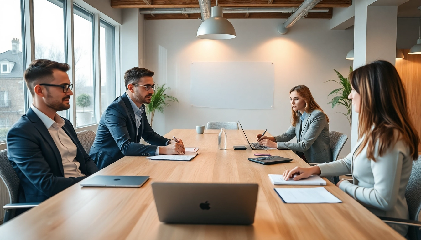 Berater im modernen Büro analysieren Unternehmensberatung Firmen Strategien am Tisch.