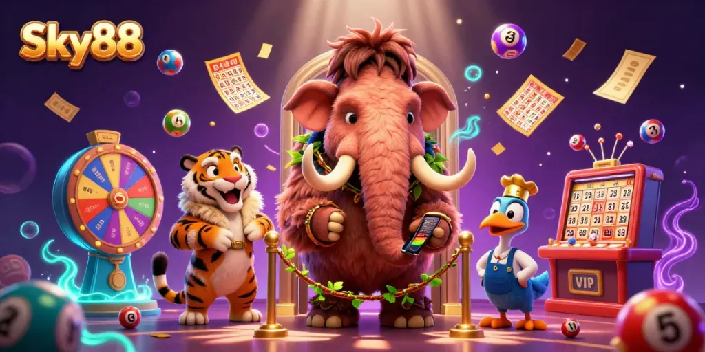 Experience thrilling gameplay at Sky88 with colorful lottery balls and vibrant game elements.
