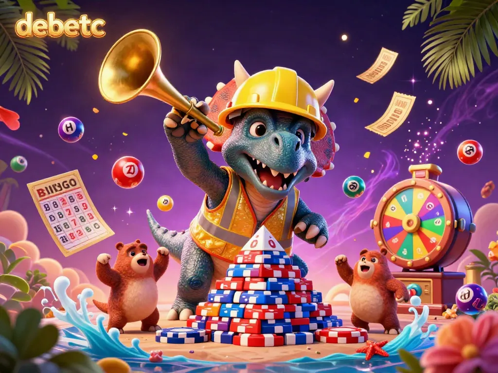 Experience the exciting casino atmosphere with debetc, featuring vibrant gaming characters and dynamic elements.