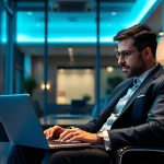 Headhunter Bochum analysiert Lebensläufe in einem modernen Büro und vermittelt Professionalität.