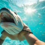 Tauchen in Playa del Carmen: Ein Taucher erkundet die bunten Korallenriffe und die beeindruckende Unterwasserwelt.