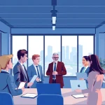 Headhunter Frankfurt is engaging with diverse candidates in a modern office.