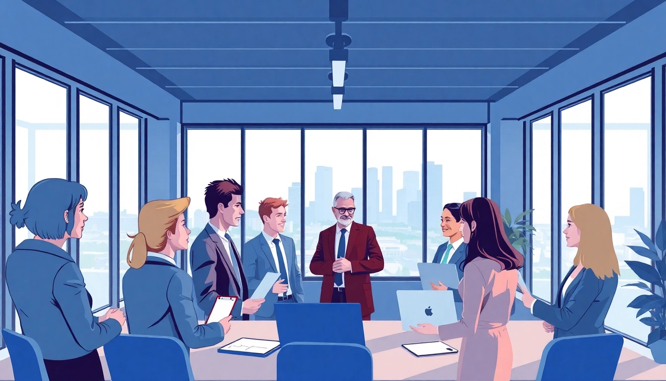 Headhunter Frankfurt is engaging with diverse candidates in a modern office.