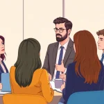 Headhunter Dresden berät Kandidaten in einem professionellen Meeting.