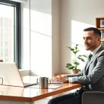 Professioneller Headhunter im Büro, der Kandidaten rekrutiert.