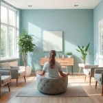 Suchttherapie Raum mit beruhigenden Farben und angenehmer Atmosphäre für verschiedene Therapiemethoden.