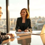 Headhunter Wolfsburg berät einen Kunden in modernem Büro mit Profis.