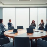 Professionelle Diskussion in einer Headhunter Agentur während eines Meetings.