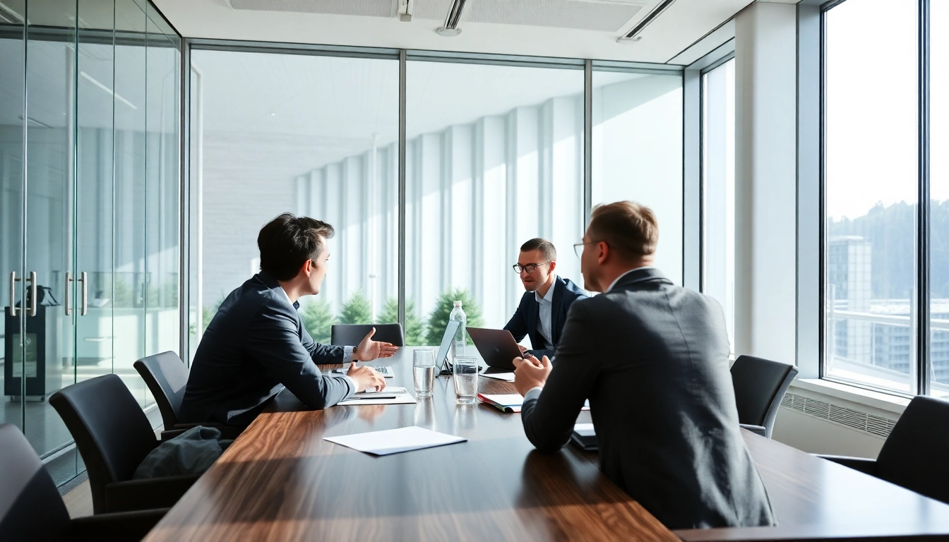 Besprechung zu Rekrutierungsthemen mit Headhunter Schweiz im Hintergrund.