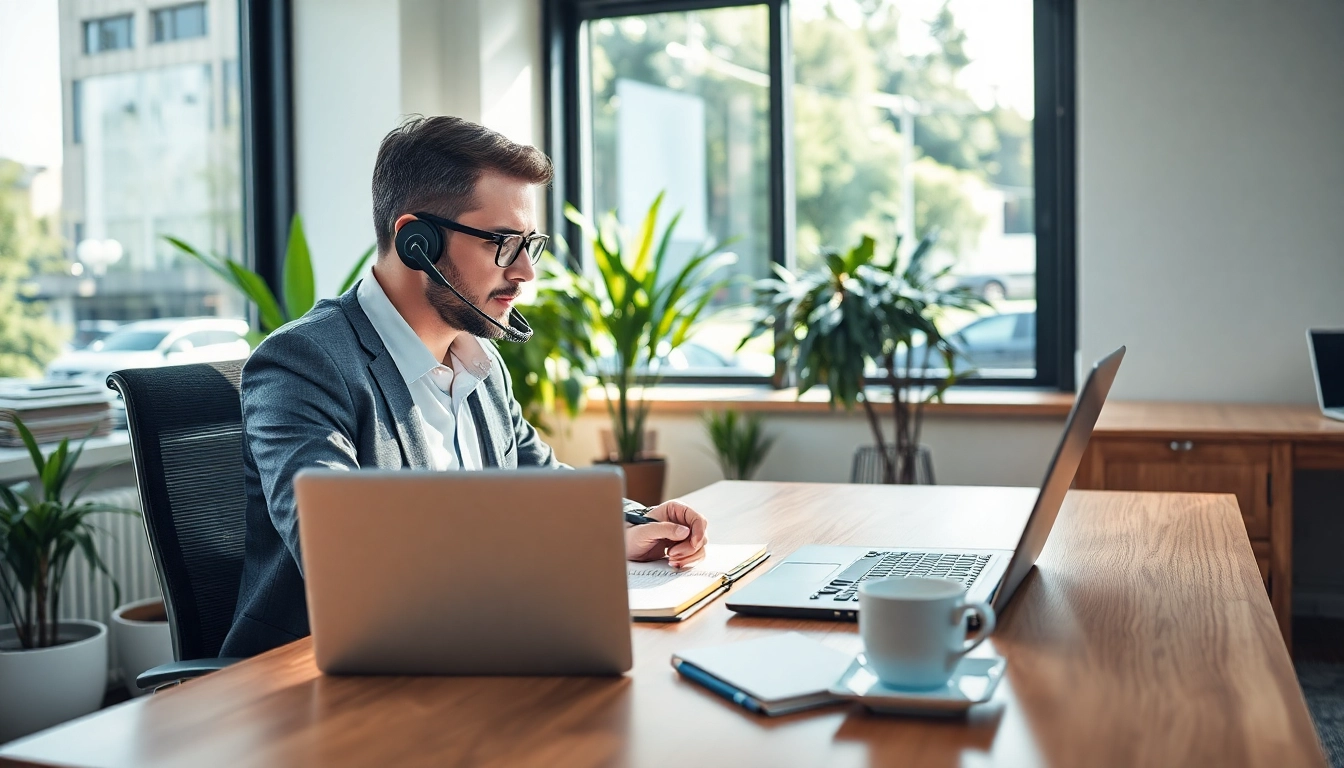 Headhunter IT in moderner Büroumgebung beim telefonischen Recruiting.