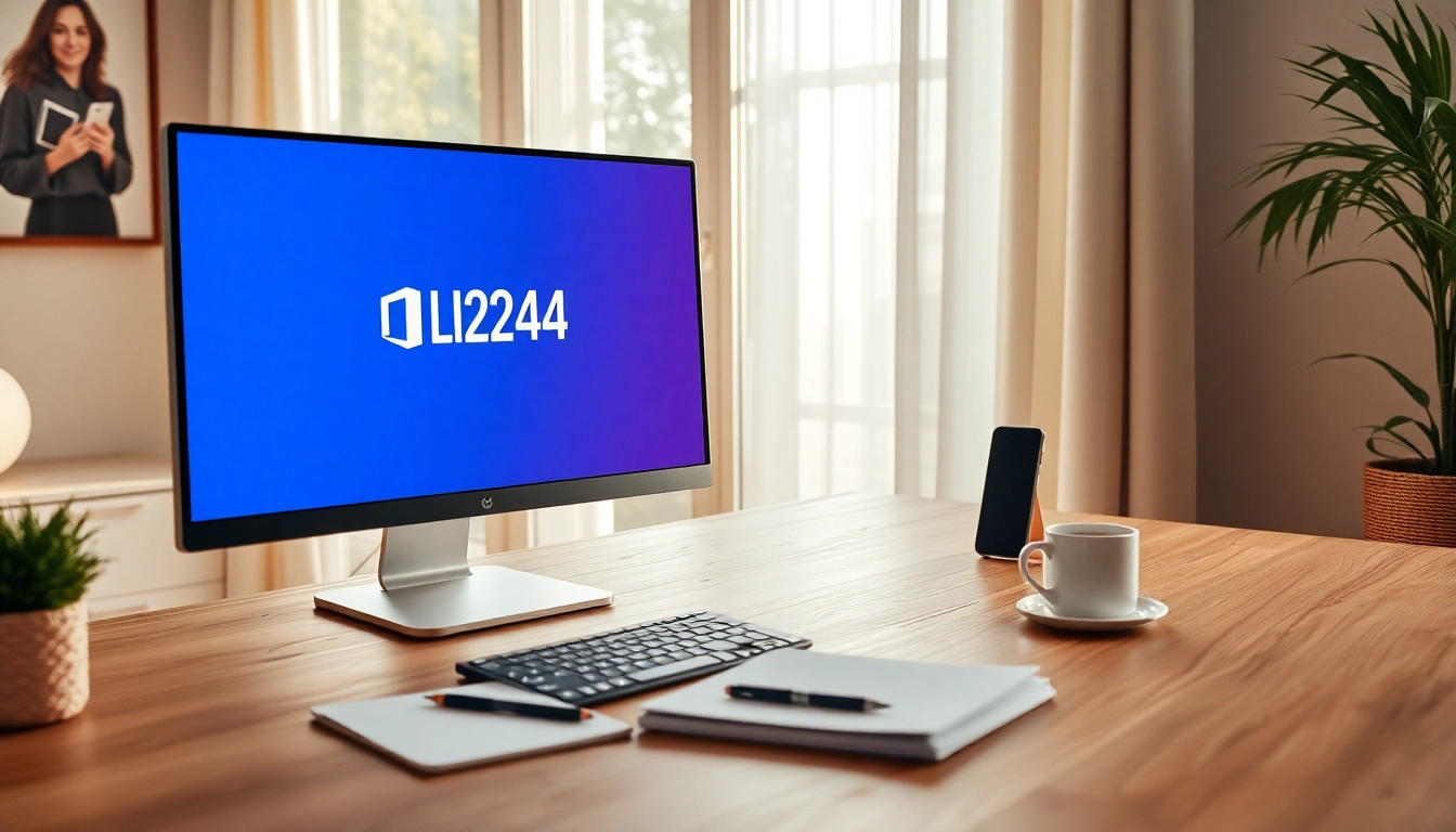 Displaying a Microsoft Office 2024 Key on a modern workspace computer screen, emphasizing productivity and professionalism.