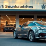 Glanzgedrehte Felgen Reparatur München, professionelle Felgen auf einem Auto in München