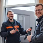 Schlüsseldienst Bruchsal öffnet professionell eine Tür mit modernem Werkzeug.